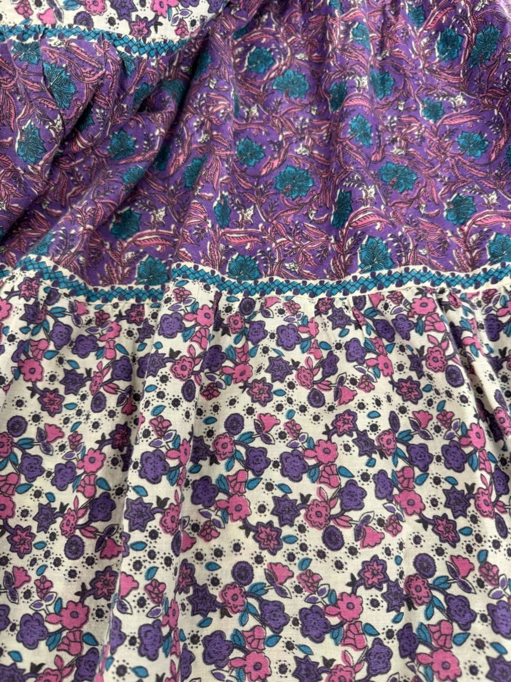 Natural Life Boho Maxi Dress S Purple Floral Tiered Tassel Cotton Cottagecore - Picture 10 of 10